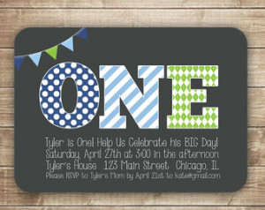 Birthday Invitation / First Birthday Invitation / 1st, 2nd, 3rd Boy ...