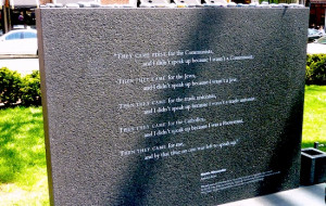 ... First inscription by Martin Niemoller at the Boston Holocaust Memorial