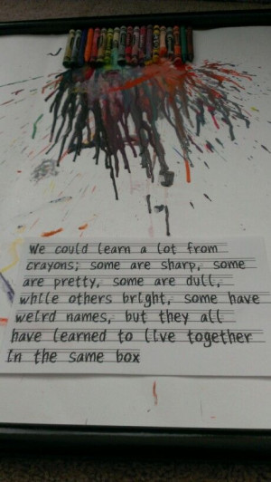 Melted crayon art & quote
