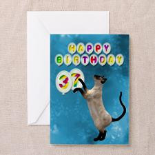 37th Birthday card with a cat Greeting Card for