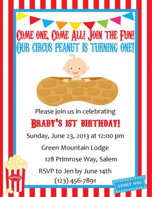 ... , Circus Peanut, Parties Ideas, Invitations Circus, Birthday Ideas