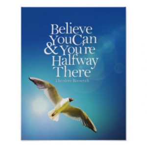 Believe You Can Seagull Soaring Motivational Quote Posters