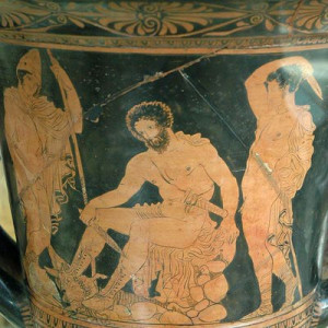 Odysseus consults the shade of Tiresias - Lucanian Red Figure Calyx ...