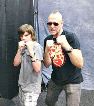 Chandler Riggs and Michael Rooker.