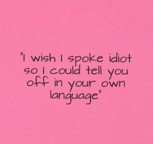 wish I spoke idiot so I could tell you off in your own language. UGH ...