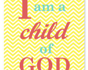 am a child of God Bible verse Aqua Coral Yellow Chevron Girl Nursery ...