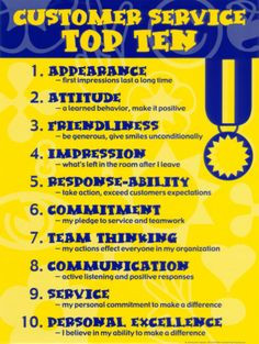 Jabara's is committed to following the customer service top ten list ...