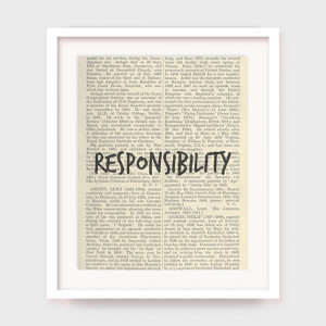 Book Page Art, Responsibility, Printable Virtues, Quotes on Dictionary ...