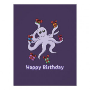Happy Birthday Octopus Purple Custom Flyer