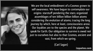 We are the local embodiment of a Cosmos grown to self-awareness. We ...