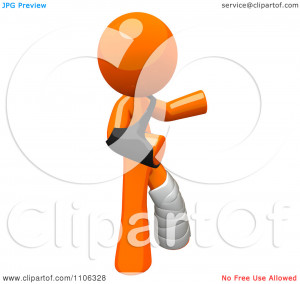 Clipart 3d Orange Man Wearing An Arm Sling And Leg Cast - Royalty Free ...