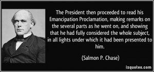 The President then proceeded to read his Emancipation Proclamation ...