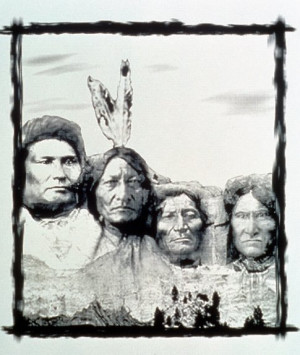 The faces of Chief Joseph, Sitting Bull, Dull Knife and Geronimo (l to ...