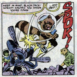 Rocket Raccoon as written by Bill Mantlo, copyright Marvel Comics