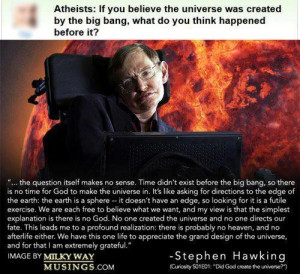 the question itself makes no sense….” -Stephen Hawking