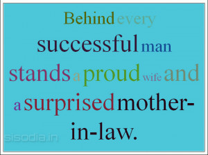 ... successful man stands a proud wife and a surprised mother-in-law