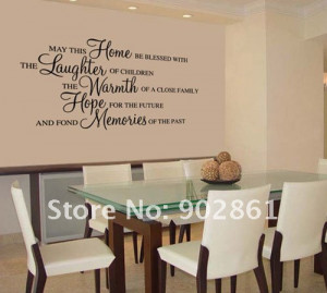 ... ]-Warm Home Blessing Quote Vinyl Wall Sticker Wall Quote 135x55cm