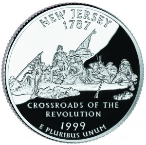 ... State Quarter of New Jersey depicts the scene as envisioned by Leutze