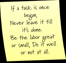 Once a task is begun {Labor Day poem}