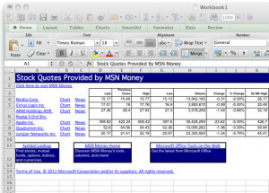 Watchlist Excel MSN Money