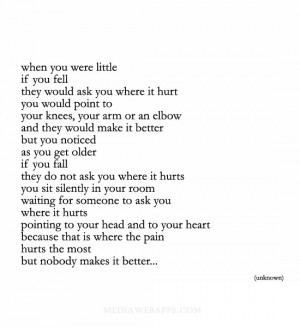 fell, they would ask you where it hurt. You would point to your knees ...