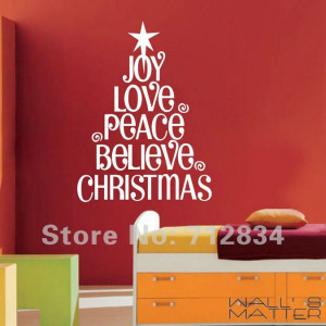 ... Christmas Decor Joy Love Peace... Christmas Wall Stickers Wall Quote