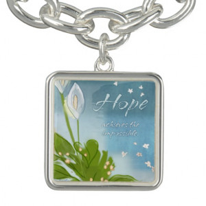 Hope Inspirational Quote White Calle Lily Flower Bracelets