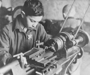 child laborer in the Kovno ghetto in Lithuania; from 