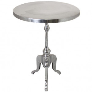 Pedestal Silver Round Aluminum End Table | Overstock.com
