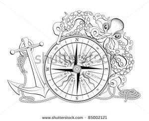 , compass & octopus I don't know how this might look with a quote ...