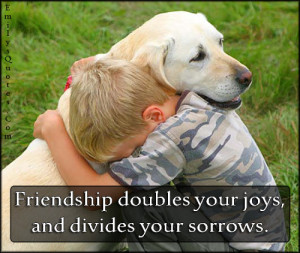 Friendship doubles your joys, and divides your sorrows.”
