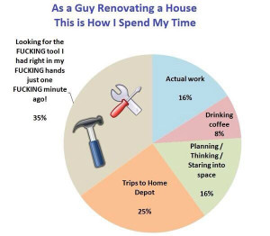 Home renovation: time spent pie chart