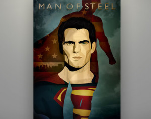 Superman Man of Steel 11X17 Print M ovie Poster Minimalist Modern Art ...