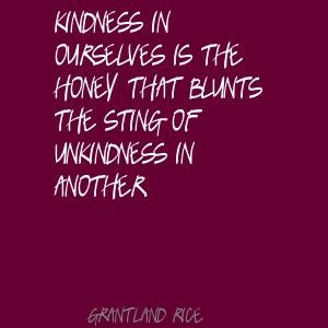 Grantland Rice Kindness in ourselves is the honey that Quote
