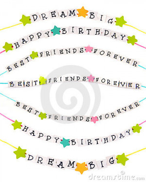 with letters strung on colorful strings with three friendly sayings ...