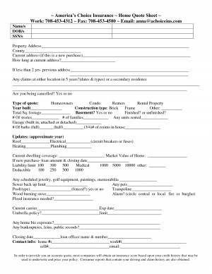 ... Quote Form – America s Choice Insurance Auto Quote Sheet Insurance