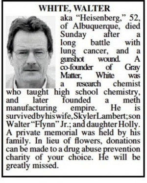 It's the first time that the obituaries probably should have included ...
