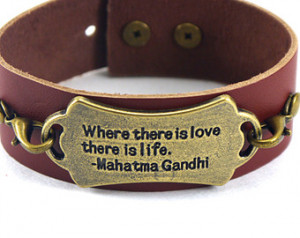 ... Bracelet, Gandhi Quote, Available in Custom Colors, Quote Bracelet