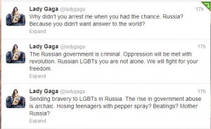 In 2013 Gaga had spoken out against Russia’s gay propaganda laws ...