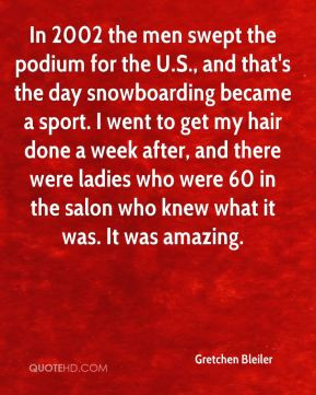 In 2002 the men swept the podium for the U.S., and that's the day ...