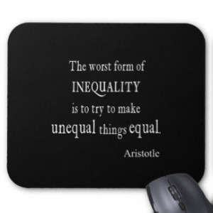 Vintage Aristotle Inequality Equality Black Quote Mouse Pad