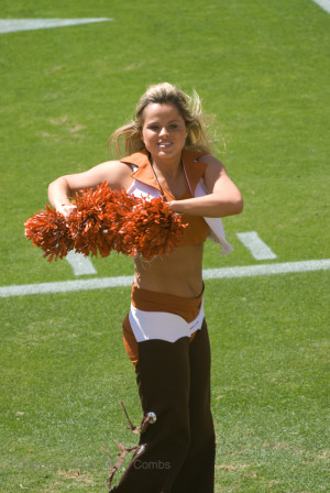 Longhorn pom squad member at Texas Spring Game/Orange-White Scrimmage ...
