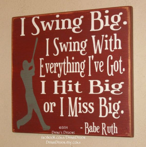 ... , Baseball Sign, Baseball Quote, Wooden Baseball Sign, Babe Ruth