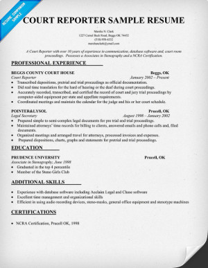 COURT REPORTER RESUME TEMPLATE