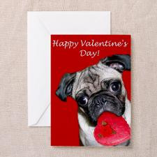 Valentine's Day Pug Greeting Card for