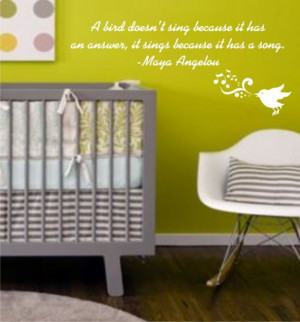 Wall Lettering quote from Maya Angelou singing bird quote