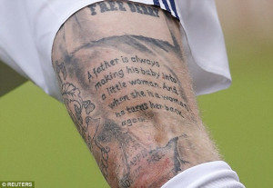... off 'Enid Bagnold' tattoo during pre-season friendly against Walsall