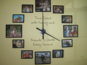 Decoration, Family Photo Wall Clock Design With Quotes And Black ...