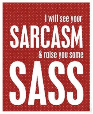 will see your sarcasm and raise you some sass