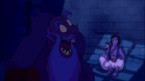Beggar Jafar meeting Aladdin.
